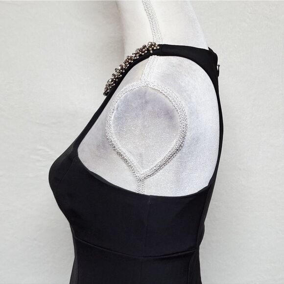 VINTAGE Express Black Beaded Crystal Racerback Sheath Cocktail Dress Statement - Picture 10 of 15